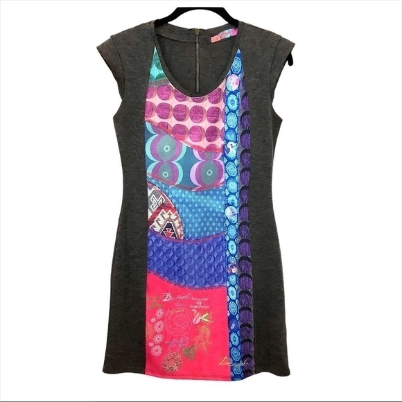 Desigual Sarai Patchwork Mini Dress ASO Alessandra Ambrosio XS/Small - Picture 1 of 13